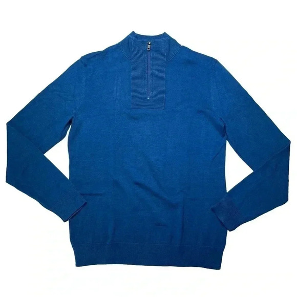 Alfani Novelty Table Acapulco Blue 1/4 Zip Mens Sweater - Picture 2 of 10